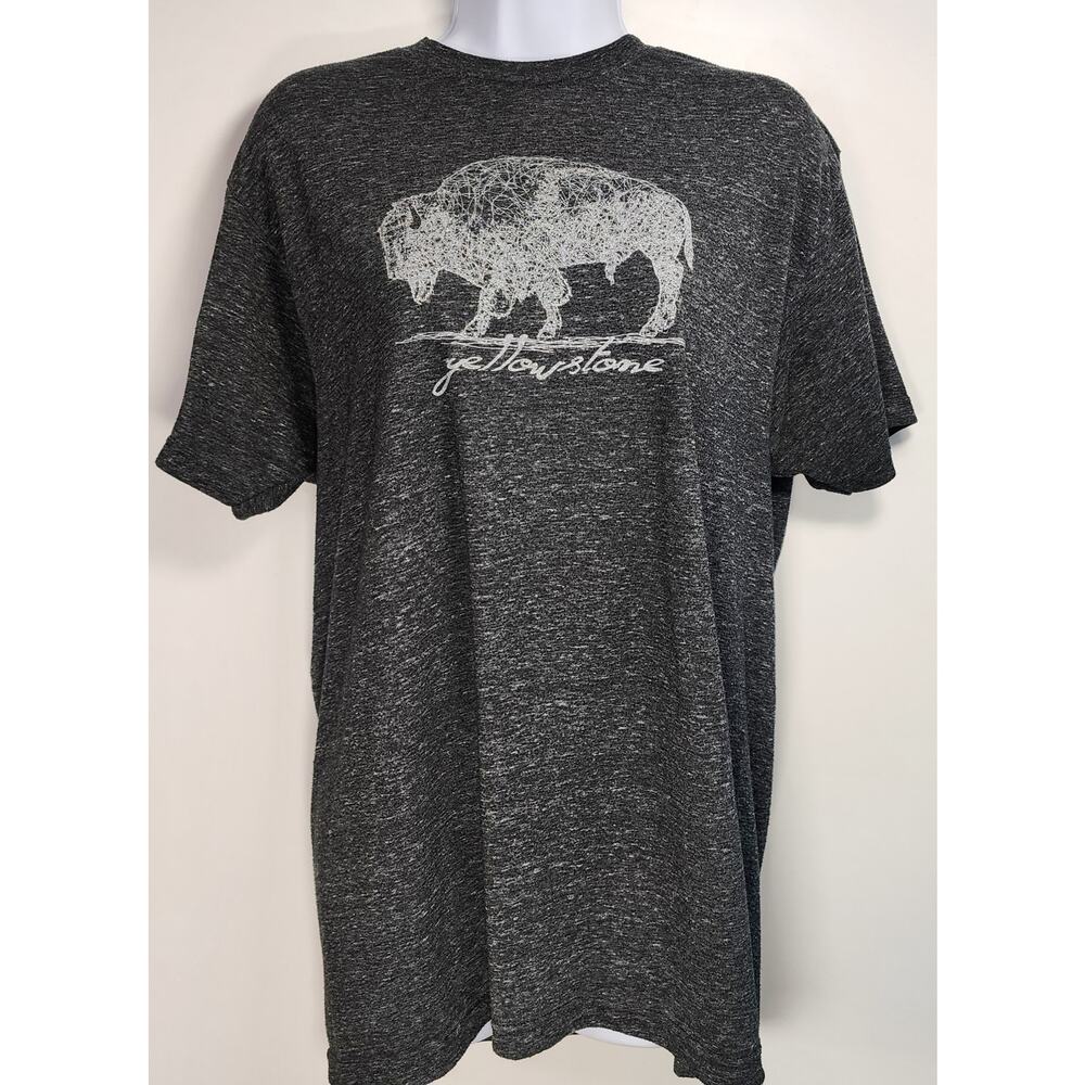Prairie Mountain Yellowstone Bison Graphic Tee Gray L Large